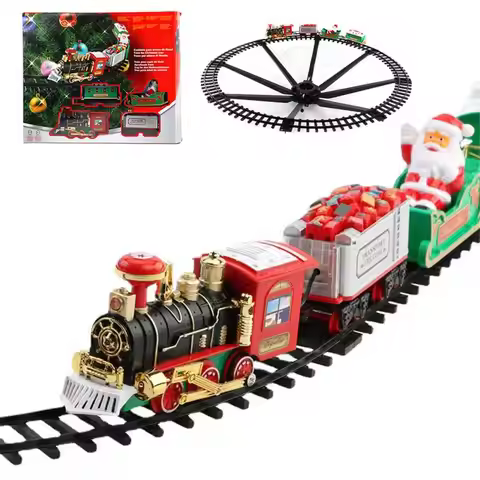 Christmas Train Set Festive Mini Locomotive Model With Lights Sound Water Steam Railway Kits Electri