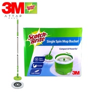 3M - Scotch-Brite Single Spin Mop Bucket Set, 100% Microfiber mop head, designed to clean corners and hard-to-reach area