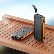 Solar powerbank 50000mAh พร้อมสายชาร์จแบบชาร์จเร็ว 3 เส้น ชาร์จไร้สายแบบแม่เหล็ก แบตเตอรี่สำรองพลั