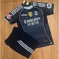 RM Club Football Kit Black Season 25/26 Laliga Sleeves - Thai Polyester Hemp Fabric