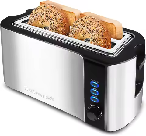 4 Slice Toaster with Extra Wide Slots, Reheat & Defrost Functions, 6 Toast Settings, Built-in Warmin