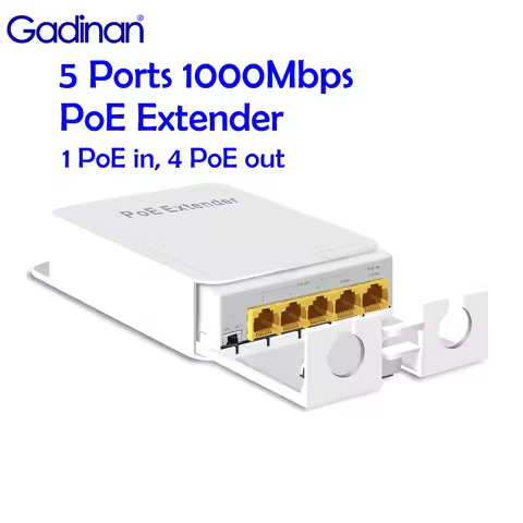 Gadinan PoE Extender 5 Ports Gigabit 1000Mbps Waterproof POE Repeater IP Port Transmission Outdoor f