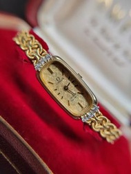 omega 14k gold 歐米茄鑽石英古董錶金錶復古表女錶手表 watch