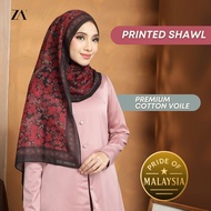 ZOE ARISAH PRINTED SHAWL TUDUNG Exclusive 2025 Cotton Voile Hijab Printed Shawl Chiffon Tudung Shawl