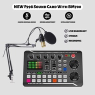 F998 Sound Card With Microphone Sound Mixer Sound Card Audio Mixing Console for Singing Live Studio