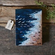 Let the sea set you free. Notebook Painting Handmade notebook Diary 筆記本
