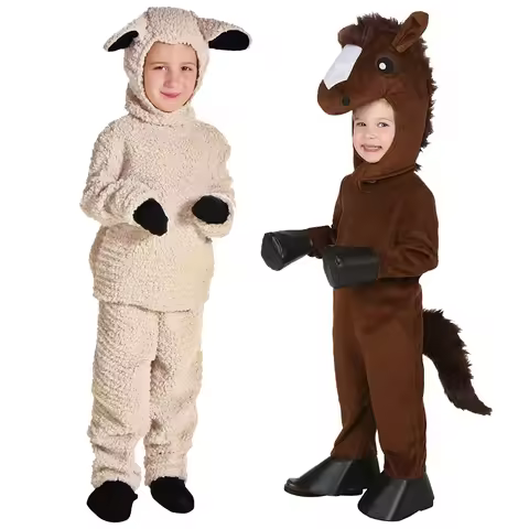 3‑14Y 2026 New Arrival Kids Lamb Sheep & Horse Animal Costume, Boys Girls Outfit for Halloween Carni
