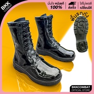 คอมแบท รหัสBK811 (ไม่มีซิป) พื้นรถถัง หนังขัดมัน(พรีเมี่ยม) หนังวัวแท้ สูง10นิ้ว