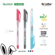 FlexOffice FO-GELB068 Flex Sticks Ball Pen 4Pcs per polybag - 0.5mm Ball Pen & 0.7mm Ball Pen (Black
