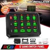 COLIGHT 12Gang RGB LED Switch Panel On-Off Control Relays System Background Light Electronic Relay S