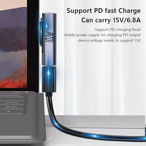 PD Charging Plug Converter for Microsoft Surface Pro X 8 7 6 5 4 3 Go Book to USB Type C PD Adapter 