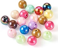 Craftdady 20Pcs 12mm Opaque Colorful Acrylic Round Beads AB Color Acrylic Chunky Bubblegum Beads Loo