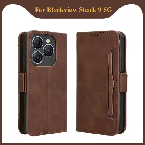 SHARK9 5G Luxury Case Portable Card Wallet Holder for Blackview Shark 9 Case Magnet Lether 360 Prote