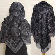 COD ! khimar jumbo segi empat motif scene hitam / jilbab syari ukuran 130x130 / khimar segi empat premium / lassercut / voal premium