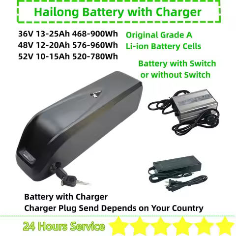 Hailong Plus Ebike Battery 36V 15Ah 20Ah 25Ah 48V 15Ah 20Ah 52V 15Ah Li-ion Down Tube Shark for Shen