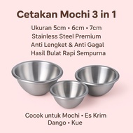 3 in 1 Mochi Mold Size 5cm 6cm 7cm | Non-stick Stainless Steel Round Mold for Mochi Ice Cream Dango 