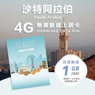 Cool Data Sim - 沙特阿拉伯 4G Sim card 上網卡 - 每日高速數據 【1GB】 後降速至 128kbps【1天】