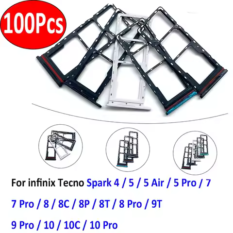 100Pcs,SIM Card Tray chip slot drawer Holder Adapter Socket part For infinix Tecno Spark 4 5 Air 7 8