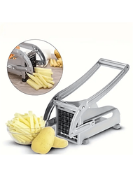 1入組薯條切割器，商用不銹鋼馬鈴薯切片機，附有吸盤和刀片，適用於切丁和切片蔬菜、洋蔥、黃瓜 (2種刀片)