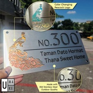(Color Changing) Modern Peacock Stainless Steel House number plate/Rumah Nombor Plat/வீட்டு எண்