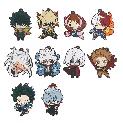 My Hero Academia Anime Bakugou Katsuki Midoriya Izuku Dabi Hawks Rubber Keychain Ornament Toys Colle