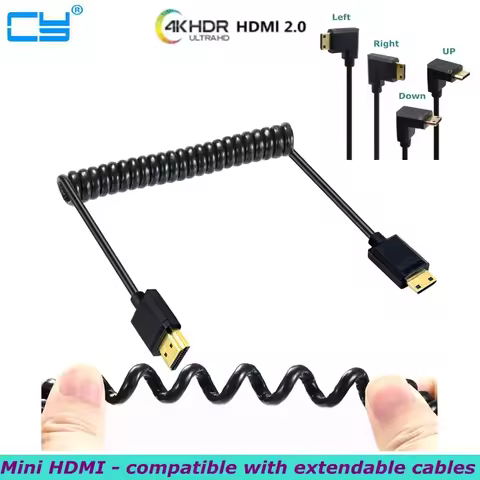 Good Quality HDMI-compatible 4K*2K@60HZ OD 3.2mm Mini HDMI-compatible Spiral Cable 90 Degree Mini HD