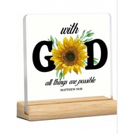 Bible verse acrylic decoration with wooden stand