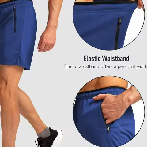 Men Athletic Shorts Quick-Dry Breathable Mesh Shorts Drawstring Workout Running Shorts for Men with 