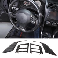 Soft Carbon Fiber Car Steering Wheel Button Decorative Frame Sticker For Subaru Forester 2013-2018 C