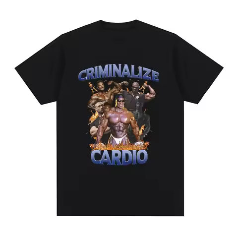 Criminalize Cardio Meme Pattern Tshirt Gym Fitness Retro Short sleeved Tshirt Womens Fashion Hip Hop