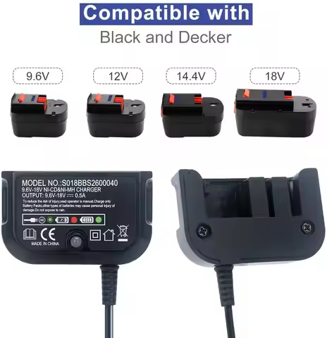 Replacement Charger For Black & Decker 9.6V-18V A12 A12-X HPB18 HPB14 HPB12 HPB96 HPB18-OPE NI-CD NI