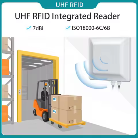7dBi TCP/IP Integrated UHF RFID Reader Writer ABS Parking and Warehouse Management 8M Long Range Cir