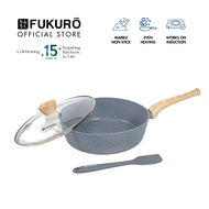 Fukuro Ishi Marble Non-Stick Deep Fry Pan (28cm) with Silicone Spatula Set