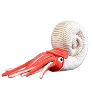 Ammonite Plush Toy, Prehistoric Fossil Stuffed Animal Spiral Shell, Soft Paleontology Plushie For Sc