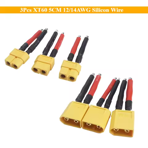 3Pcs XT60 5CM 12/14AWG Silicon Wire Short-term Battery Connector Male/female Soft Cable Extension RC