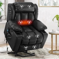 Large Lift Recliner Chair for Elderly with Massage and Heating, Microfiber Leather，3-Position Power Lift Recliner Chair