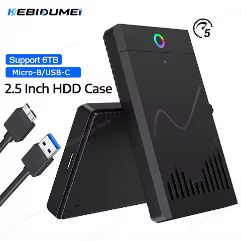KEBIDUMEI 2.5 inch SATA SSD External Hard Drive Case Micro-B/Type C HDD Enclosure with 5Gbps Transfe
