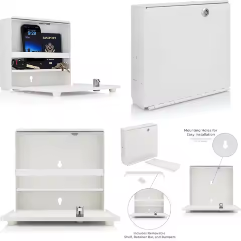 Durable Wall Mount Mini Safe for Medicine, Money, and Personal Items - White, 215 Cubic Inches, 9.79