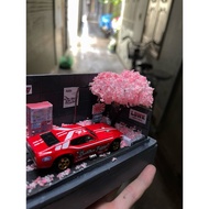 Diorama - 1:64 scale hotwheels car display model, size 13x7x8, 9 with mica + with lights