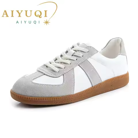AIYUQI Women's Sneakers 2026 New Genuine Leather Ladies Moral Training Shoes Casual Spring Flat Shoe