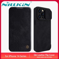Nillkin เคส เคสโทรศัพท์ Apple iPhone 15 14 13 Pro Max Plus Case Qin Pro Quality Leather Flip Cover with Slide Camera Lens Protection iphone15 casing