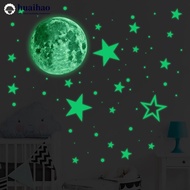 HUAIHAO Luminous Moon and Stars Wall Stickers Kids Room Baby Nursery Bedroom Home Decoration Wall De