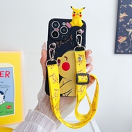 Ốp cho Samsung S21 S22 S23 S24 Plus Note 10 10 + 20 Ultra S24 FE Dễ Thương Dây đeo Pikachu Pokemon Ố