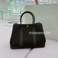 愛馬仕 Hermes 花園包 30 garden party 30 帆布拼皮 烏木色