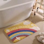 Ankah Rainbow Bath Rug, Striped Half-Moon Shaped Colorful Boho Flocking Bathroom Mat, Soft Fiber, Hi