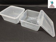 MW SQ1500 Square Plastic Disposable Food Container (50pcs±) / 1500ml / BEKAS / Bekas Makanan Plastik