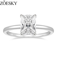 ZOESKY 3CT 925 Sterling Silver Engagement Rings Radiant Cut Solitaire Cubic Zirconia CZ Wedding Prom