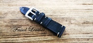 สายนาฬิกาหนังแท้ Vintage Faisol Leather 22X20 mm. สีดำด้ายแทน มีสโลปปลายเรียว