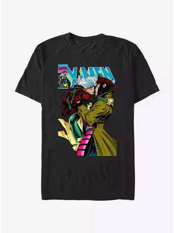 2026 summer Marvel X-Men Rogue & Gambit Comic Print T-Shirt Men Women Retro Streetwear Oversized Cot