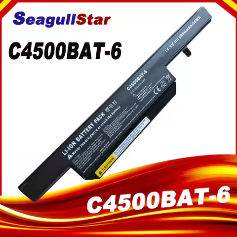 C4500BAT-6 C4500BAT 6 Laptop Battery for Clevo C4500 C4500Q 5200Mah BAT-B5105M C4100